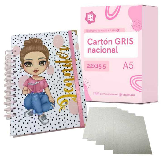 CARTON GRIS A5 15.5X22 CM PAQ. 20 UNIDADES